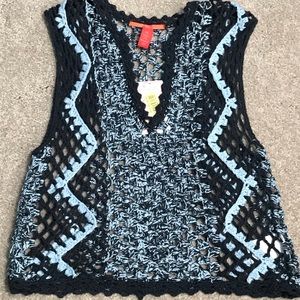 Chelsea and Violet crochet top, blue